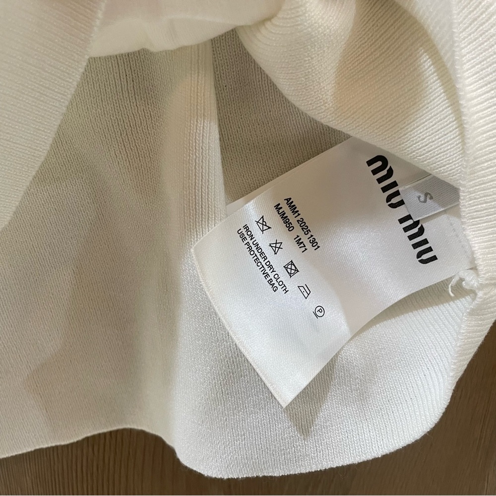 Miu Miu White Embossed Logo Tank Top - Picture 6 of 7
